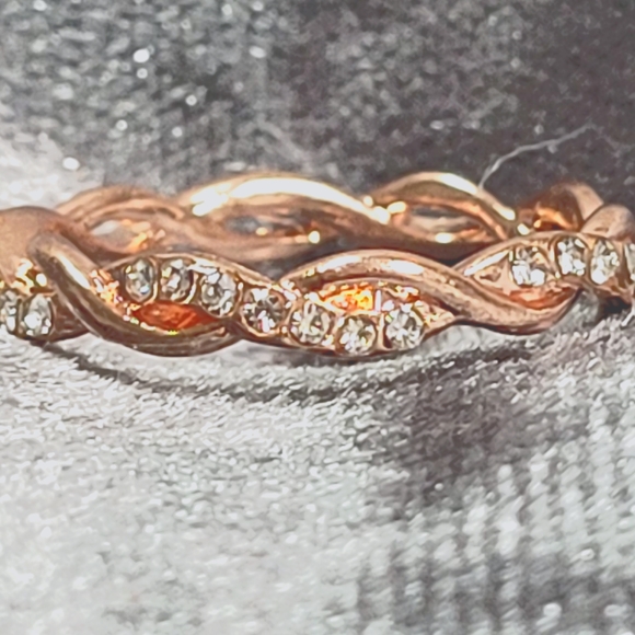 Classic Cubic Zirconia Rose Gold  Color  Wedding  Band - Picture 2 of 5